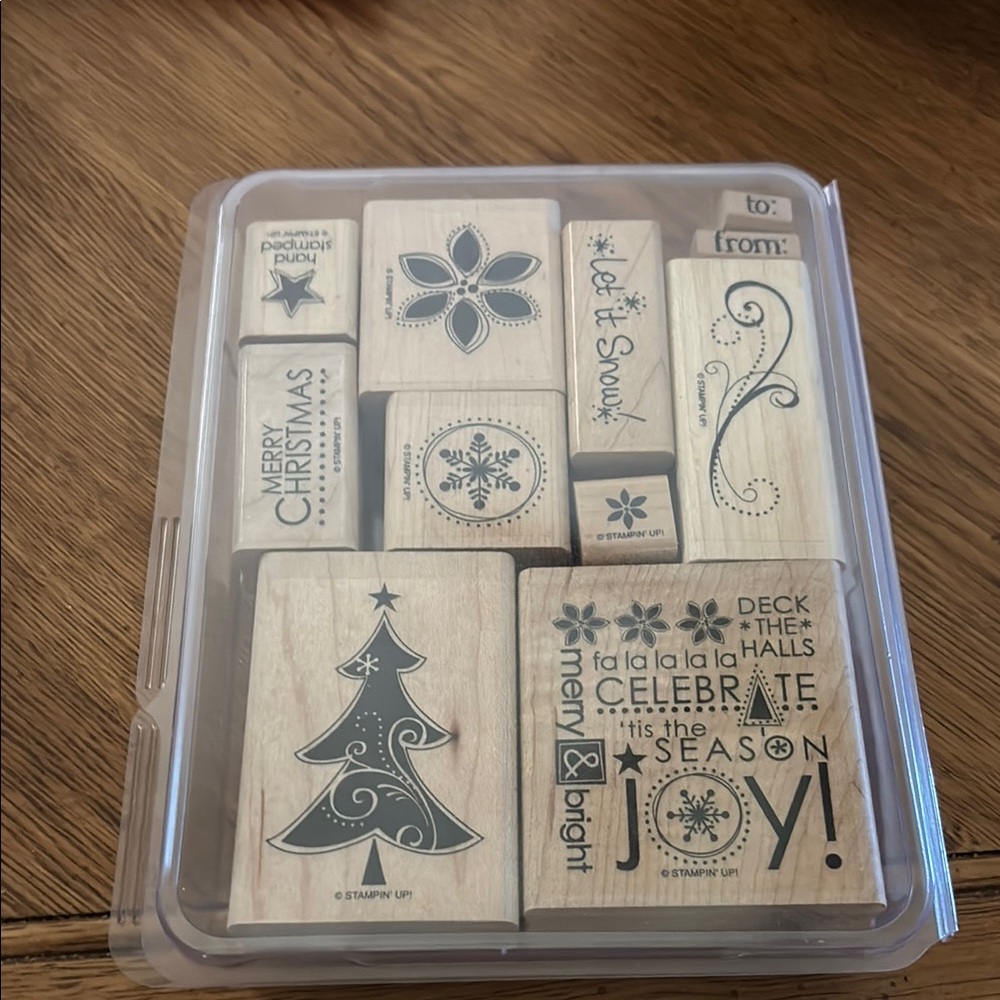 Stampin' Up! Festive Wooden Stamp Set - Natural and Black